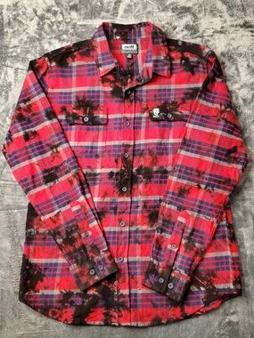 Neff Red and Black  Plaid Button-Down Shirt
